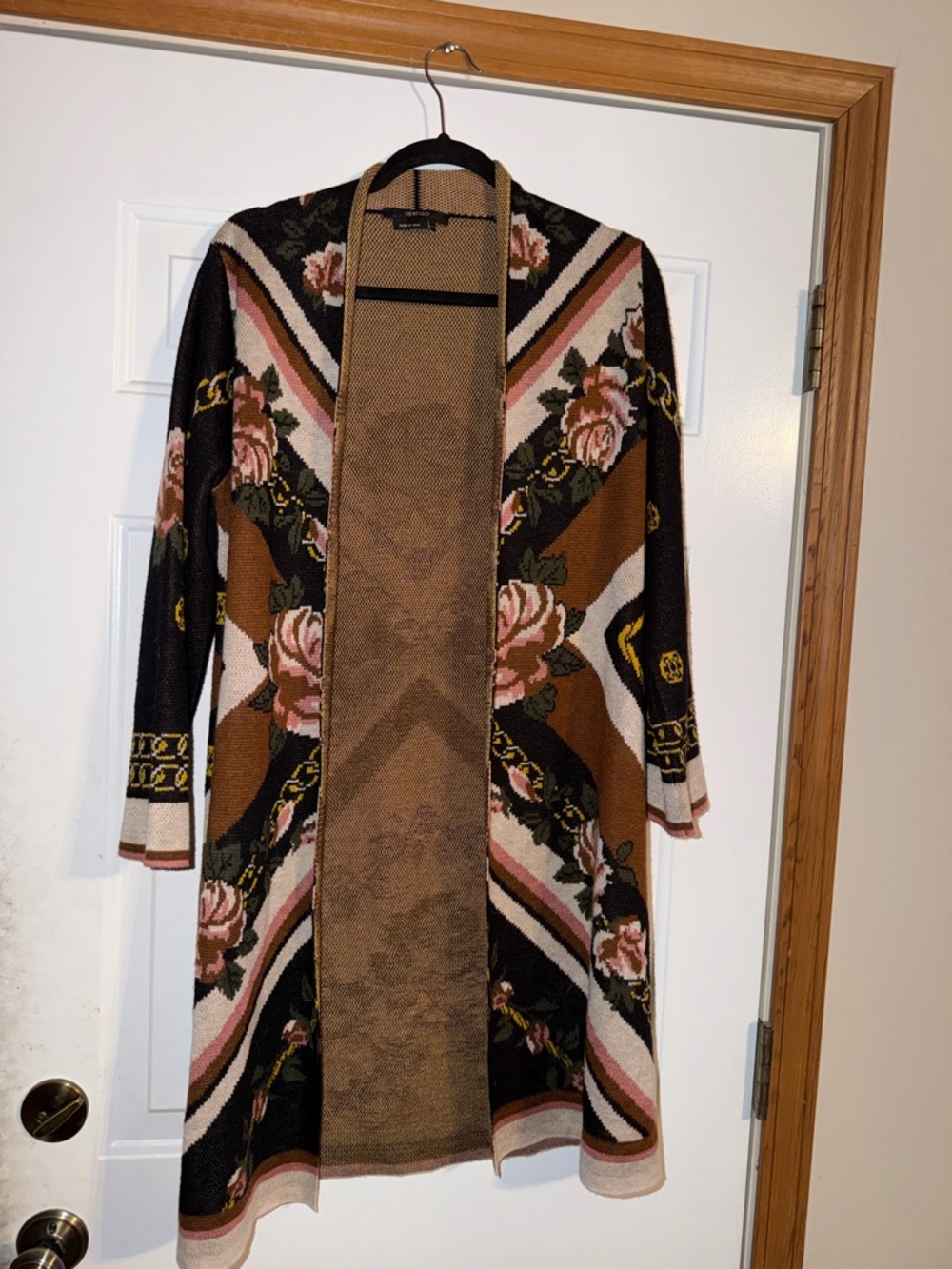 Vertigo Floral Knit Open Cardigan duster